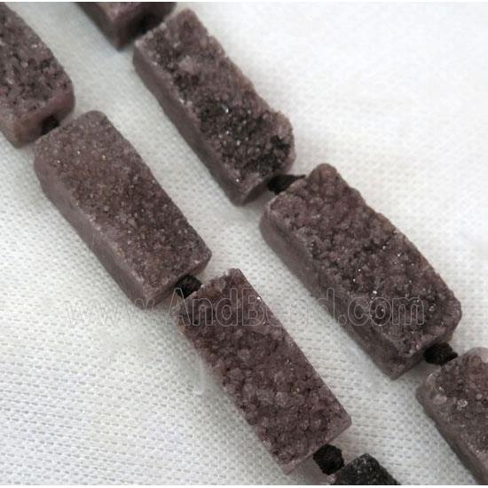 coffee druzy quartz bead, rectangle