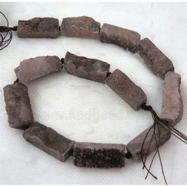 coffee druzy quartz bead, rectangle