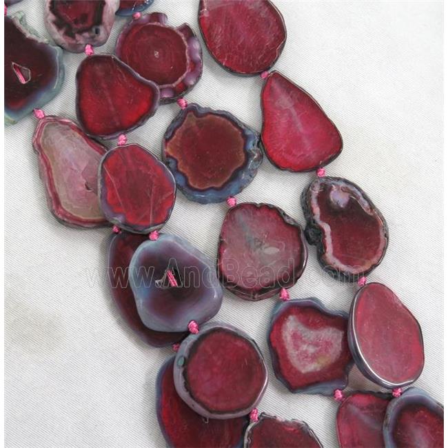 red Agate slice bead, flat freeform