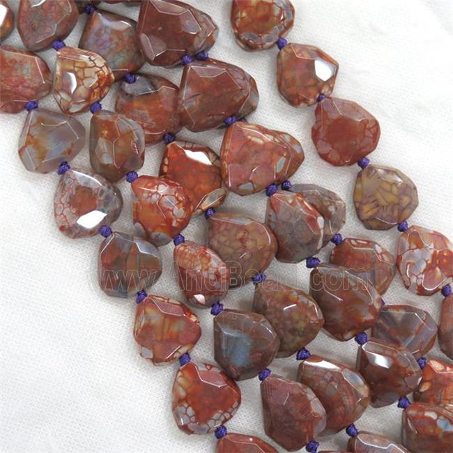 purpleOrange Dragonveins Agate beads, faceted heart