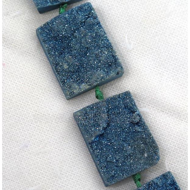 green Druzy Quartz beads, rectangle