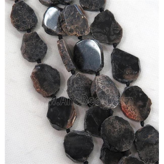 black Coral Fossil slab beads