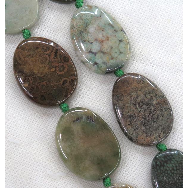 green Coral Fossil beads, freeform
