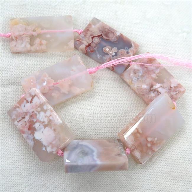 pink Cherry Agate beads, rectangle