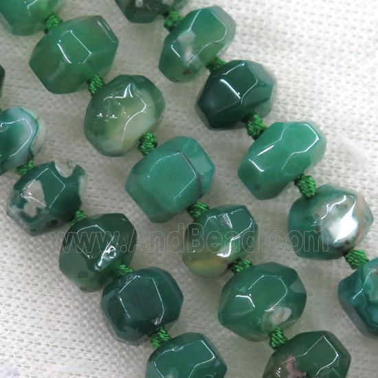 green Cherry Agate beads, faceted rondelle