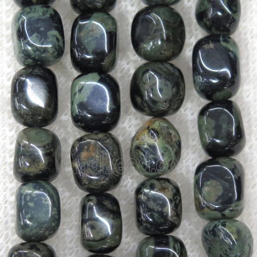 green Kambaba Jasper beads, freeform
