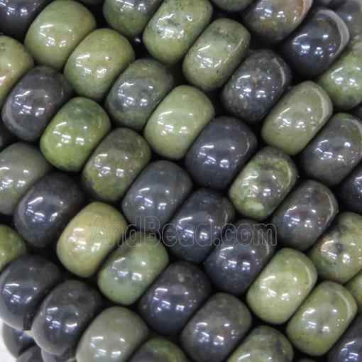 African Green Autumn Jasper barrel beads