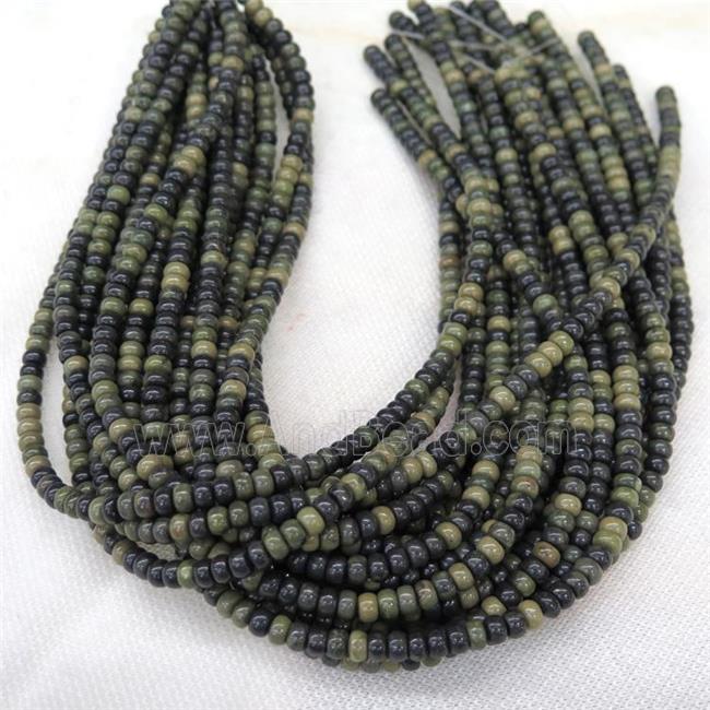 African Green Autumn Jasper barrel beads