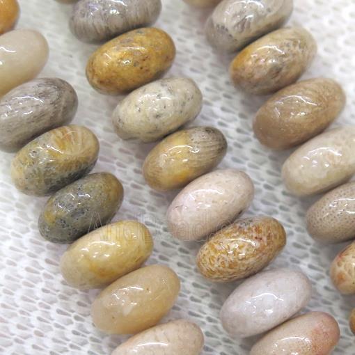 Coral Fossil rondelle beads
