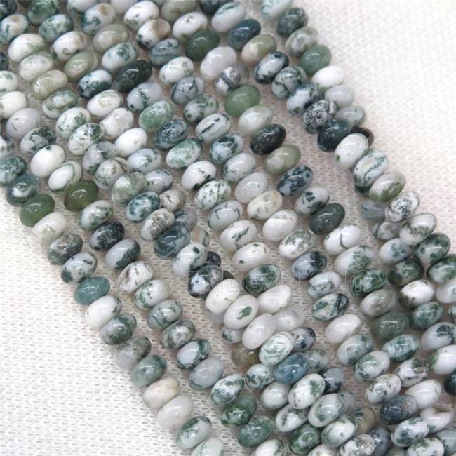 green Tree Agate rondelle beads Dendridic