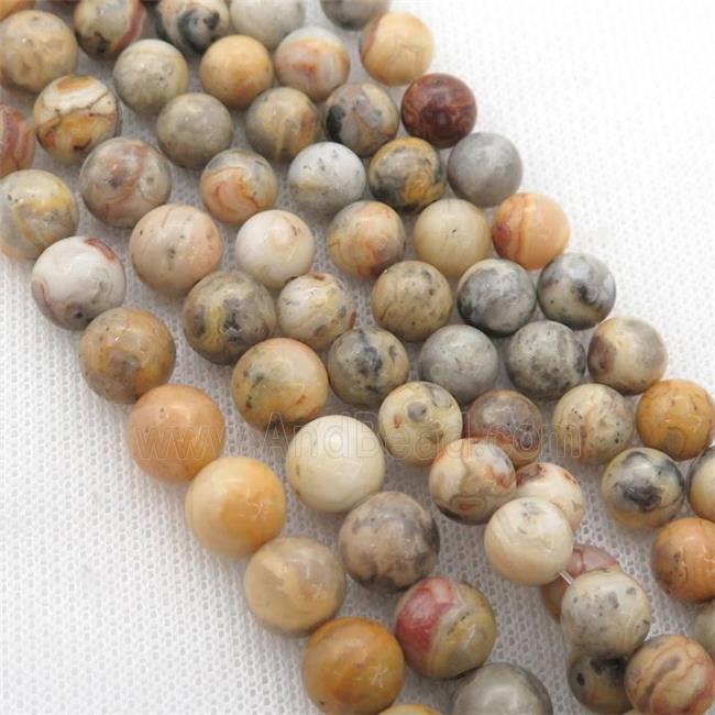 yellow Crazy Agate beads, round