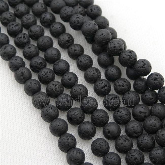 black Lava stone beads, round