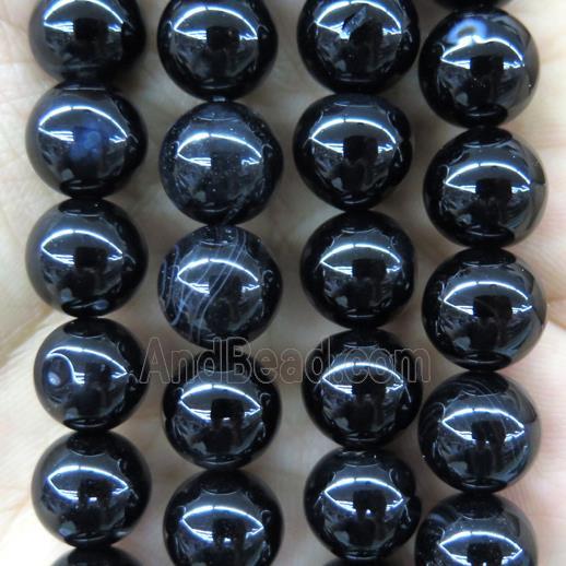 round Black Onyx Agate beads