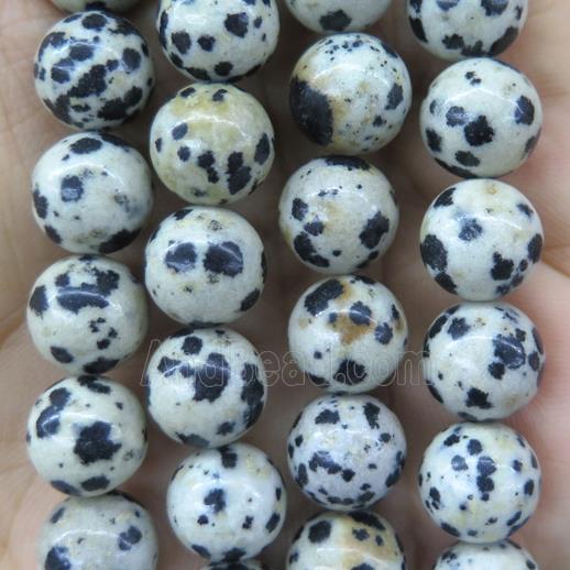 black spotted dalmatian Jasper beads, round