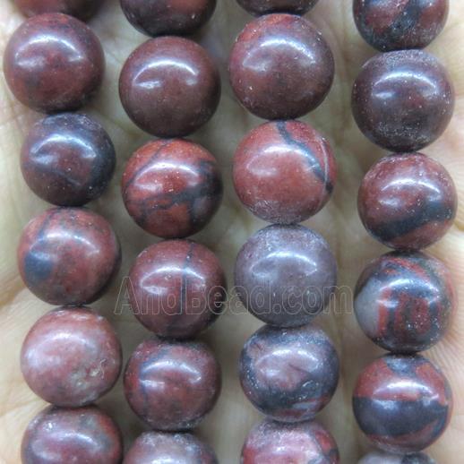red Picture Jasper beads, round