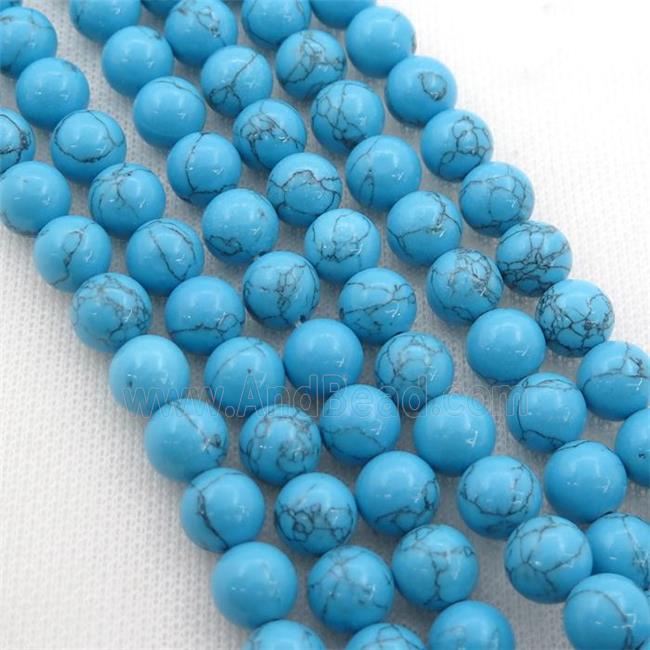 synthetic blue Turquoise beads, round