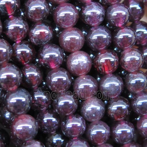 round Garnet beads, dark-red