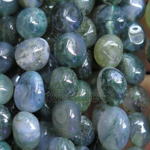 green Moss Agate chip beads, freeform