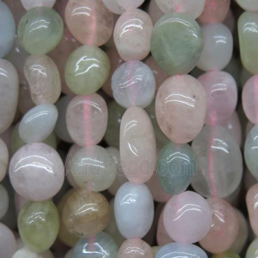 Morganite chip beads, freeform, multi color
