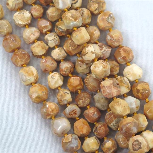 orange Dragon veins agate beads, faceted round