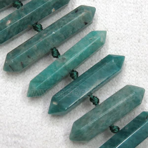 Russian Amazonite bullet beads, green