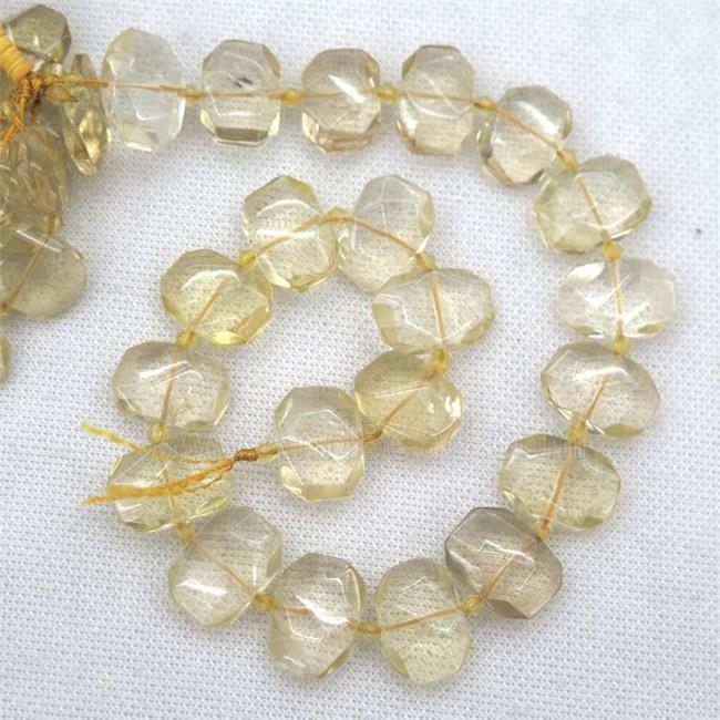 Lemon Quartz beads, faceted rectangle