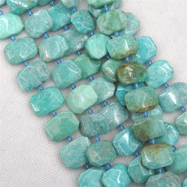 green Amazonite beads, faceted rectangle