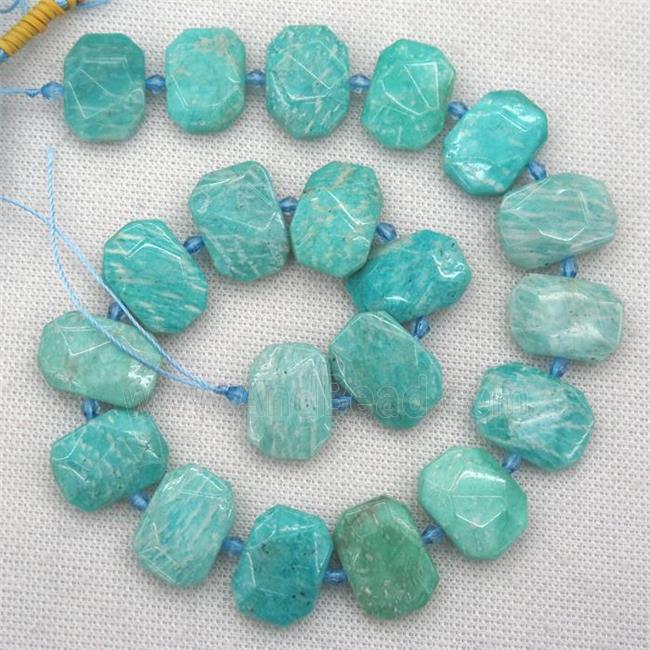 green Amazonite beads, faceted rectangle