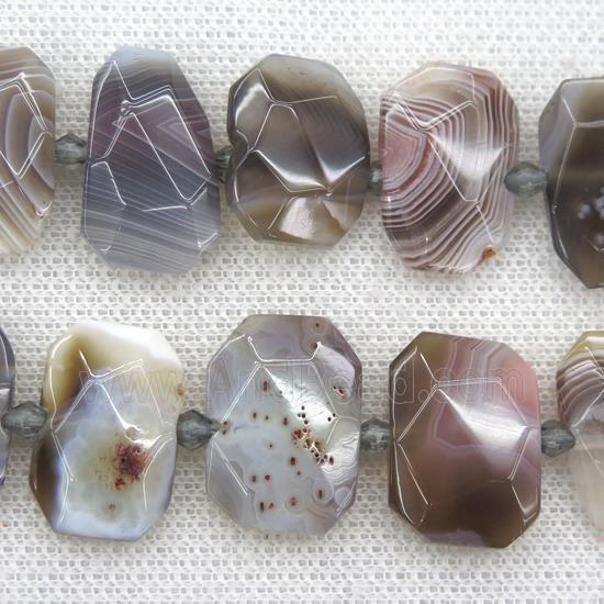 Botswana Agate beads, faceted rectangle