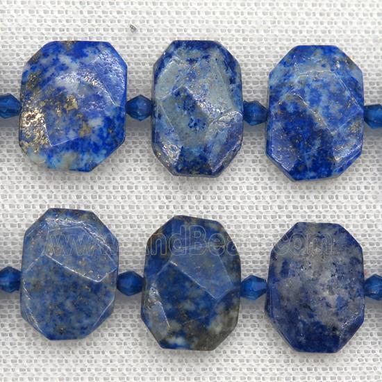 blue Lpais Lazuli beads, faceted rectangle