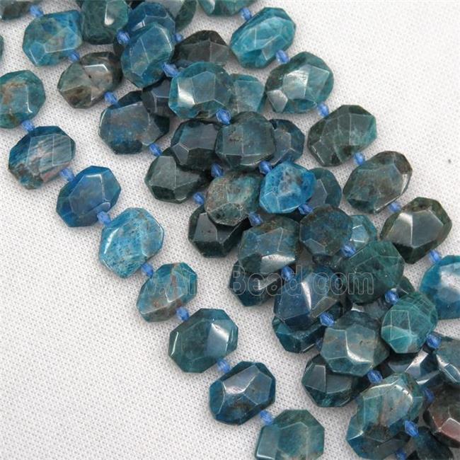 blue Apatite beads, faceted rectangle