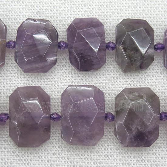 purple Amethyst beads, faceted rectangle