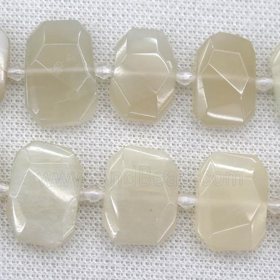white gray MoonStone beads, faceted rectangle