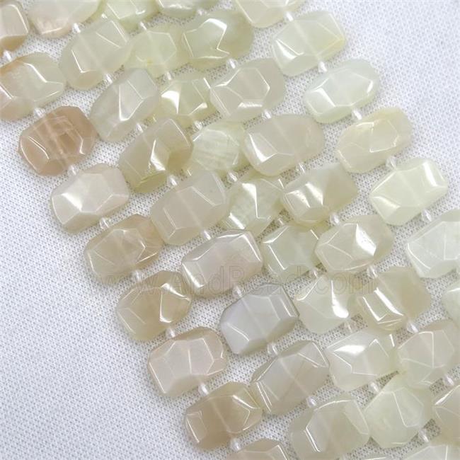 white gray MoonStone beads, faceted rectangle