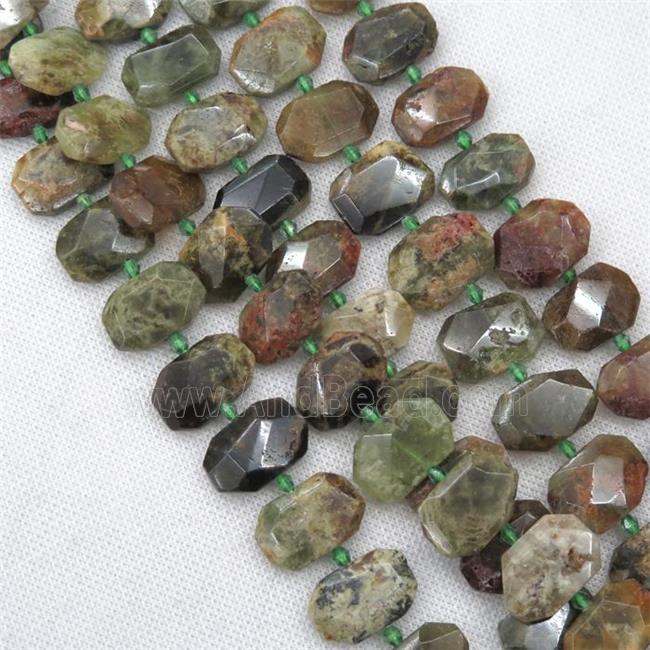 green Garnet beads, faceted rectangle