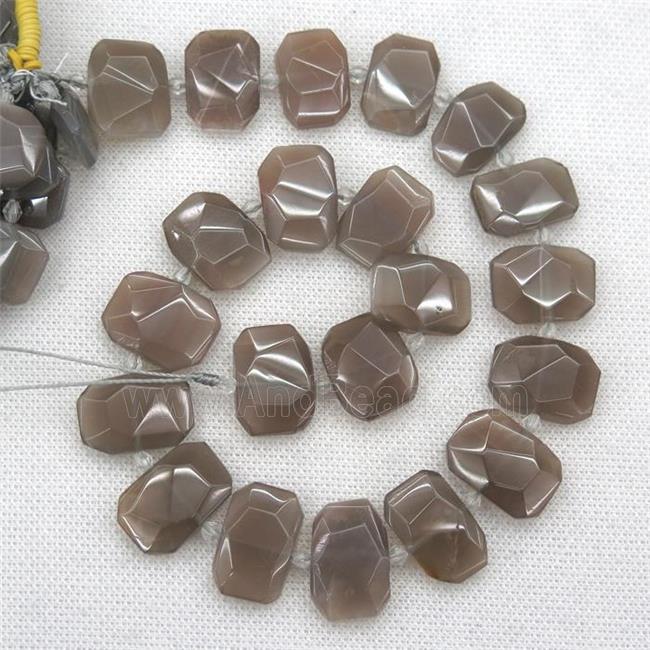 gray MoonStone beads, faceted rectangle