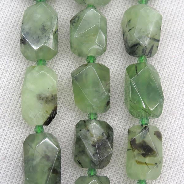 green Prehnite nugget beads, freeform