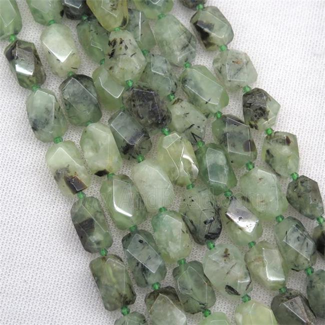green Prehnite nugget beads, freeform