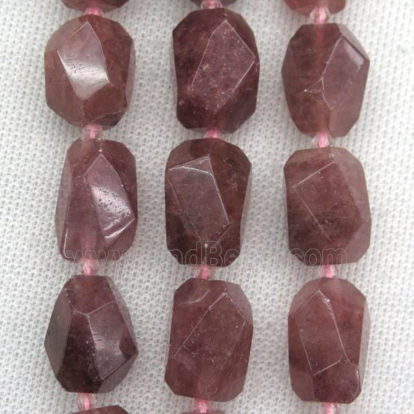 Strawberry Quartz nugget beads, freeform