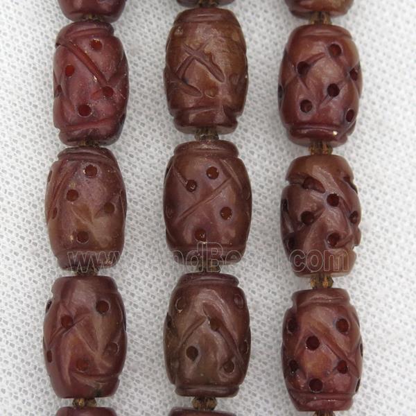 Chinese Agalmatolite Barrel Beads