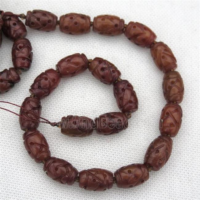 Chinese Agalmatolite Barrel Beads