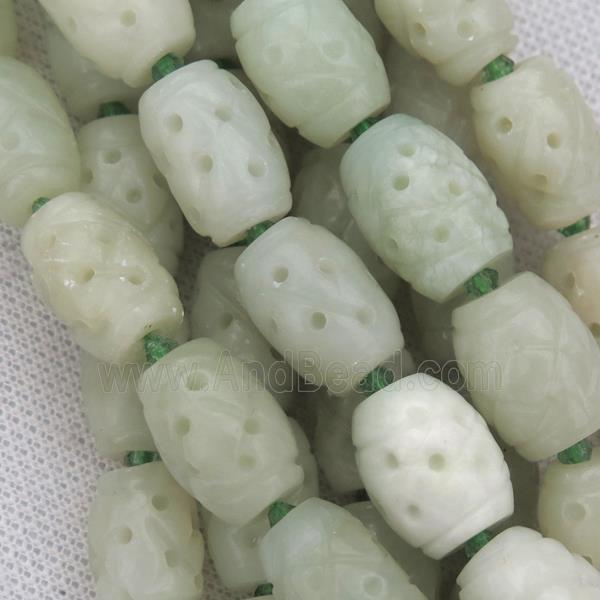 Chinese Agalmatolite barrel beads