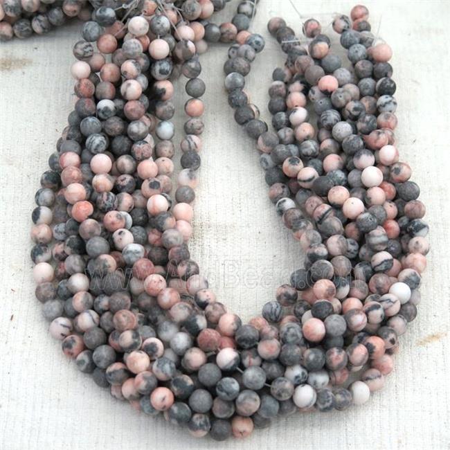 matte round Pink Zebra Jasper beads