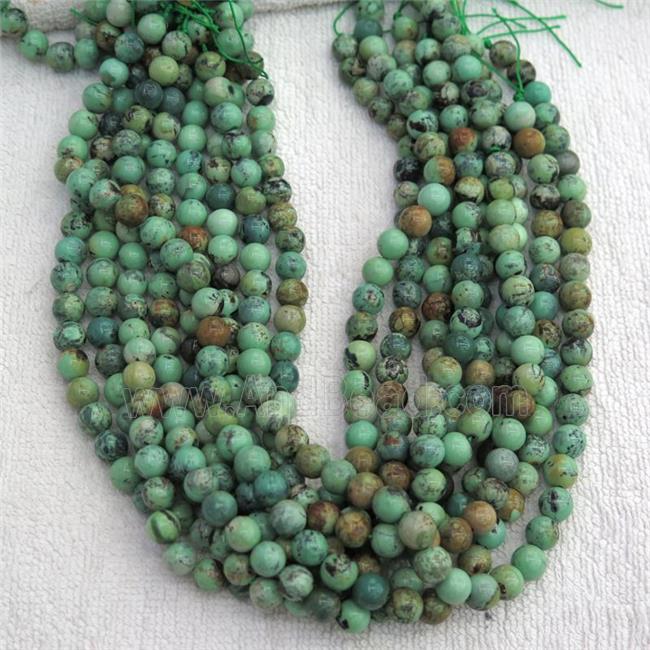 natural Green Mongolian Turquoise Beads Smooth Round