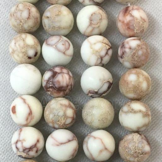 round matte white Sea sediment jasper beads
