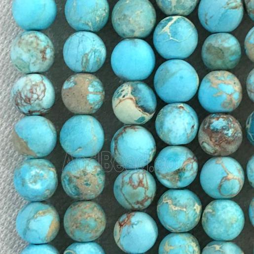 round blue Sea sediment jasper beads, matte