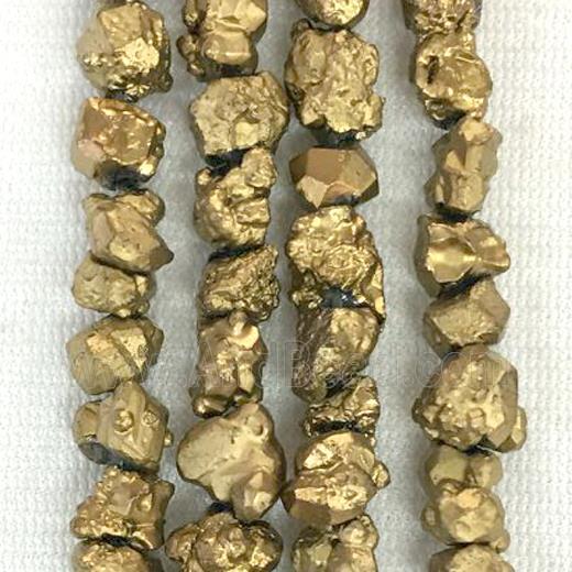 gold pyrite bead, chips, freeform