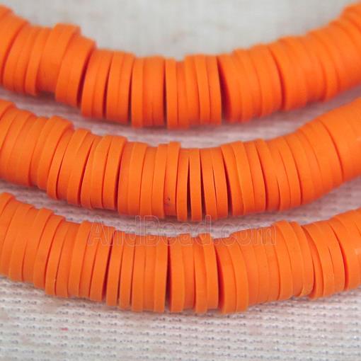 orange Fimo Polymer Clay heishi beads