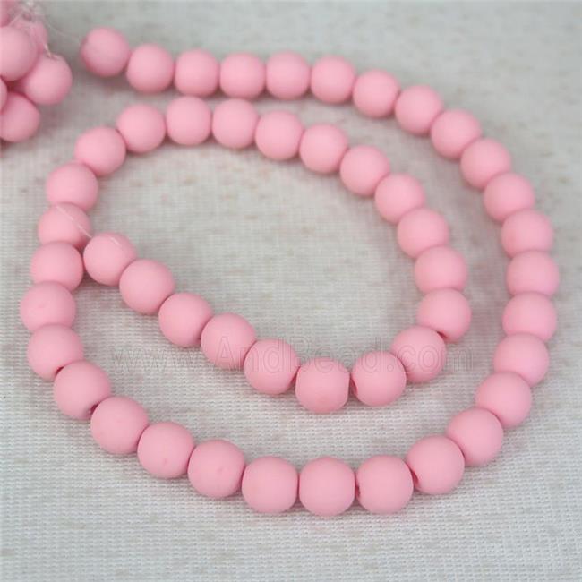 round pink Fimo Polymer Clay Beads