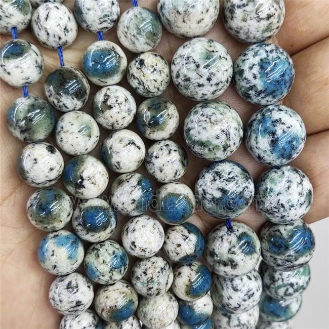 Natural K2 Jasper Beads Blue Smooth Round